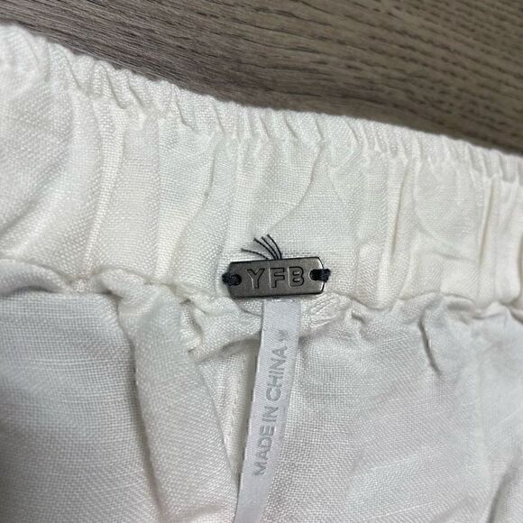 YFB Young Fabulous Broke Pants White Cotton Cropped Raw Hem Waist 30-31" - Picture 2 of 7